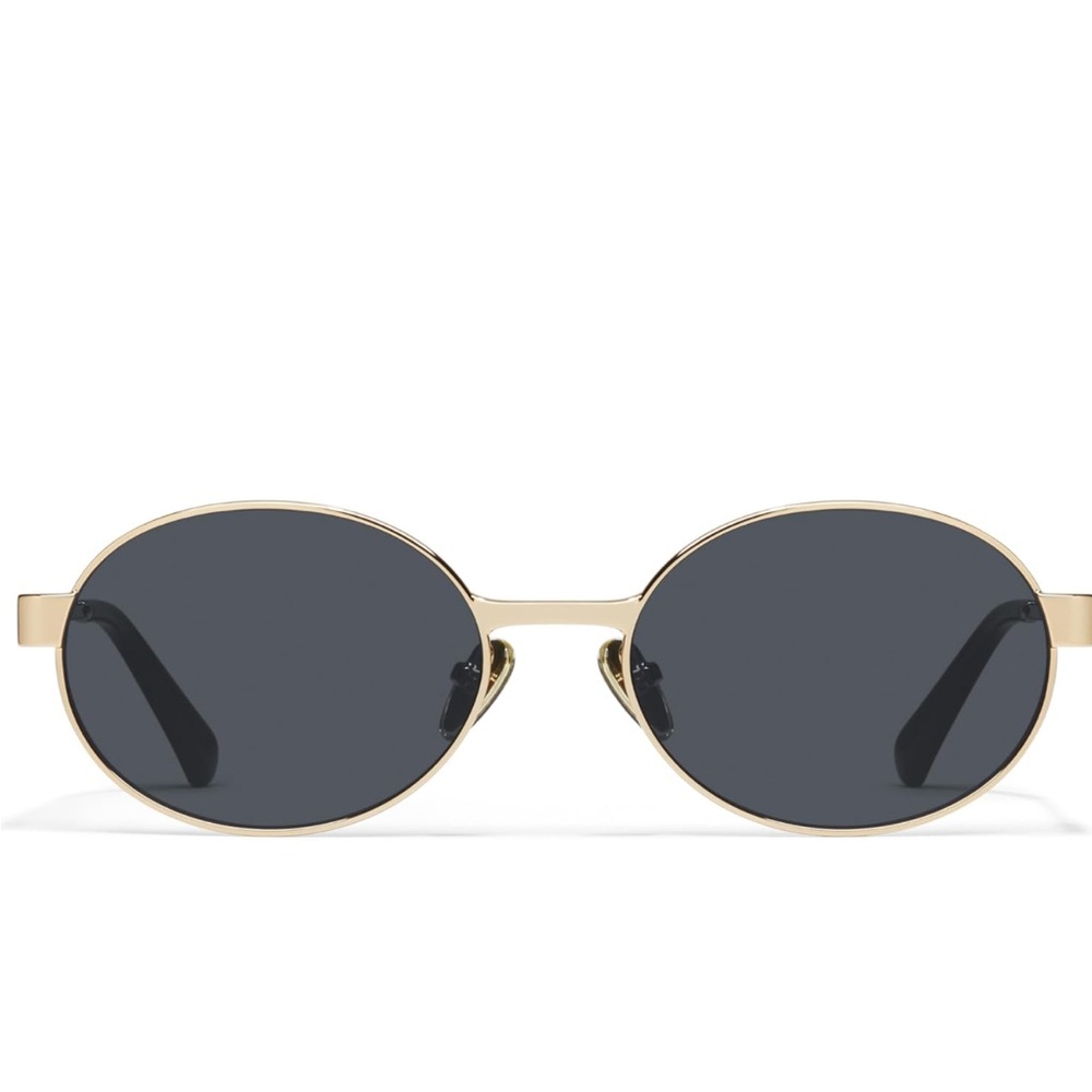 Quay Australia Gold Oval Sunglasses with Dark Lenses